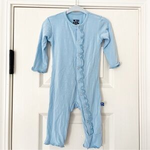 Kickee Pants Classic Ruffle Coverall Snaps Light Blue Pond 3-6 months